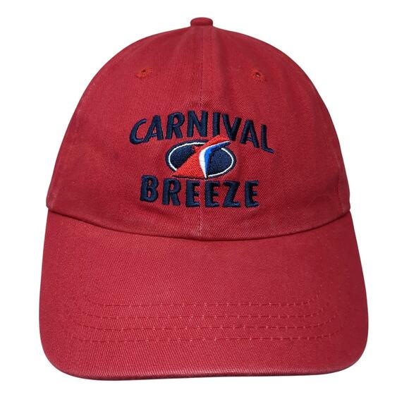 Carnival Breeze Strapback Baseball Hat Red One Size Embroidered Ahead - Picture 1 of 9